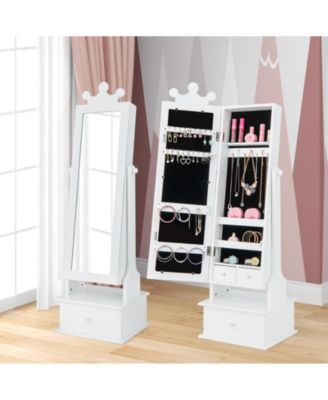 2 in 1 Kids Play Jewelry Armoire with Full Length Mirror