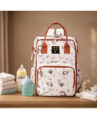 Wide Open Frame Diaper Bag Backpack with Insulated Bottle Pockets
