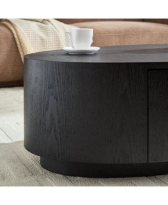 Modern Luxury Oval Coffee Table, Matte  MDF with Storage Drawer for Living Room Accent