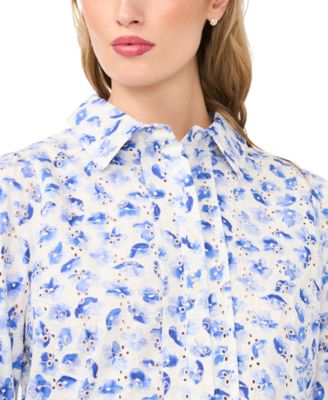 Women's Floral Collared Button-Down Top