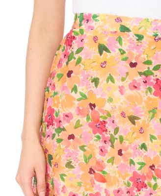 Women's Floral High-Low Midi Skirt