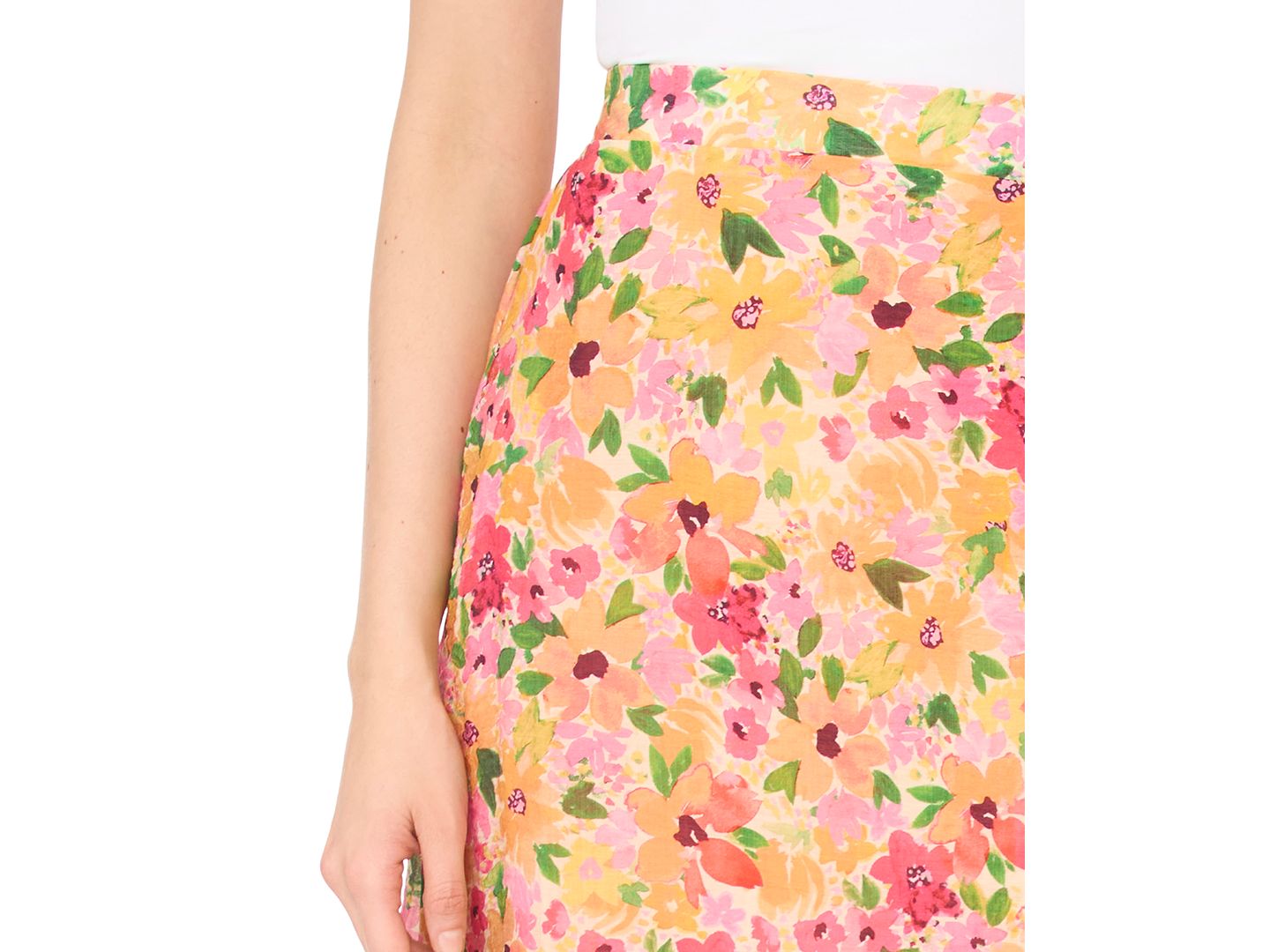 Женская юбка CeCe Floral Ruffle Hem Midi, цвет: Бордово-красный — фото 2