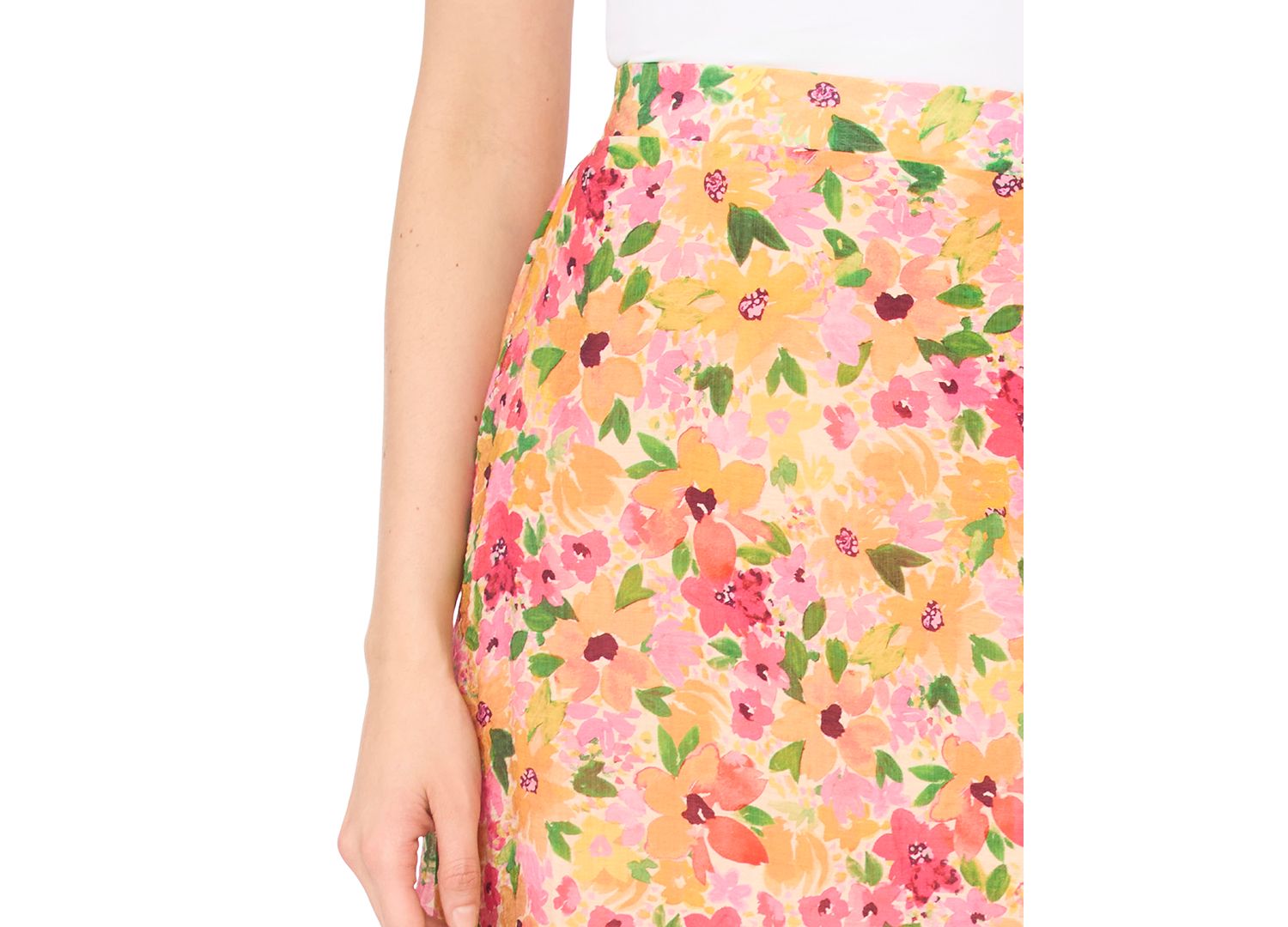 Women's Floral Ruffle Hem Midi Skirt