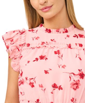 Women's Flutter-Sleeve Smocked-Waist Midi Dress