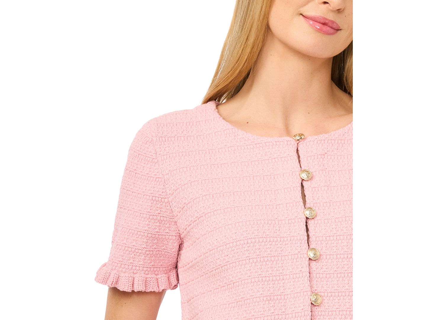 Women's Crewneck Short-Sleeve Cardigan