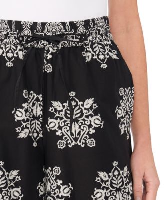 Women's Printed Wide-Leg Pull-On Cotton Pants