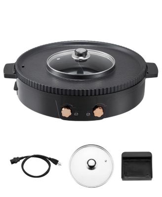 Electric Hot Pot with Grill, Dual Temperature Control, Nonstick Pan, Serves