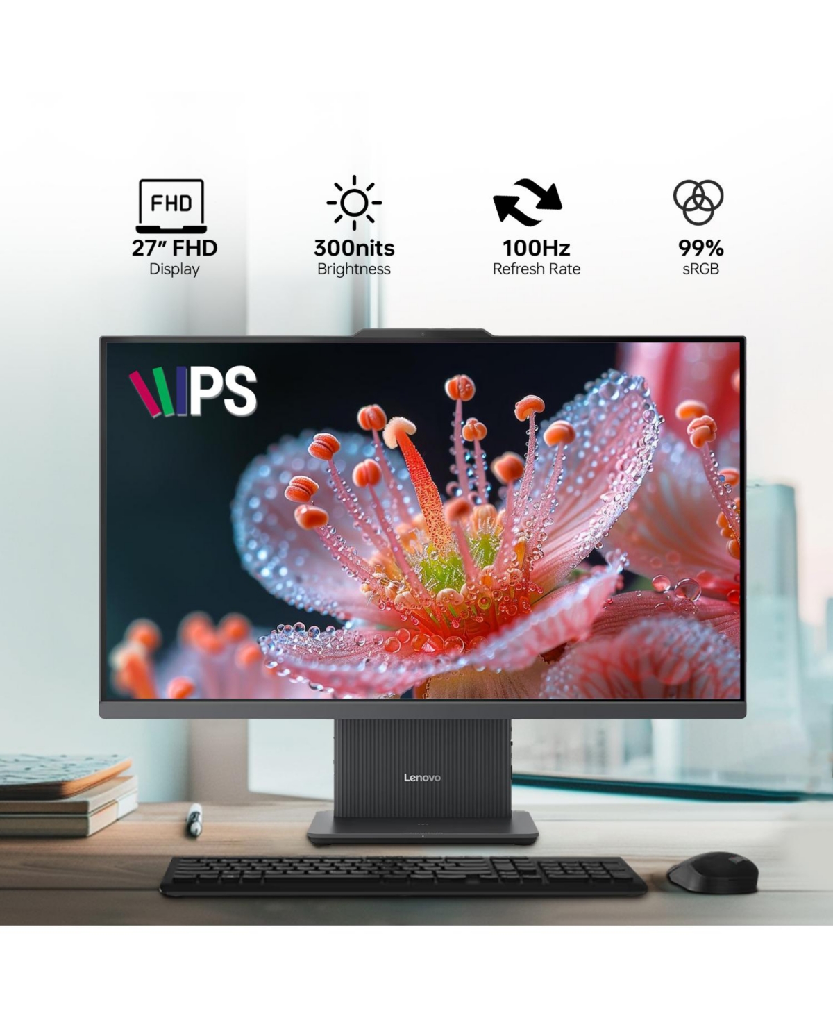 Lenovo IdeaCentre 27" All-in-One Amd Ryzen 7 64GB Ram Amd Radeon Graphics 1TB Ssd Storage Windows 11 Home 100Hz