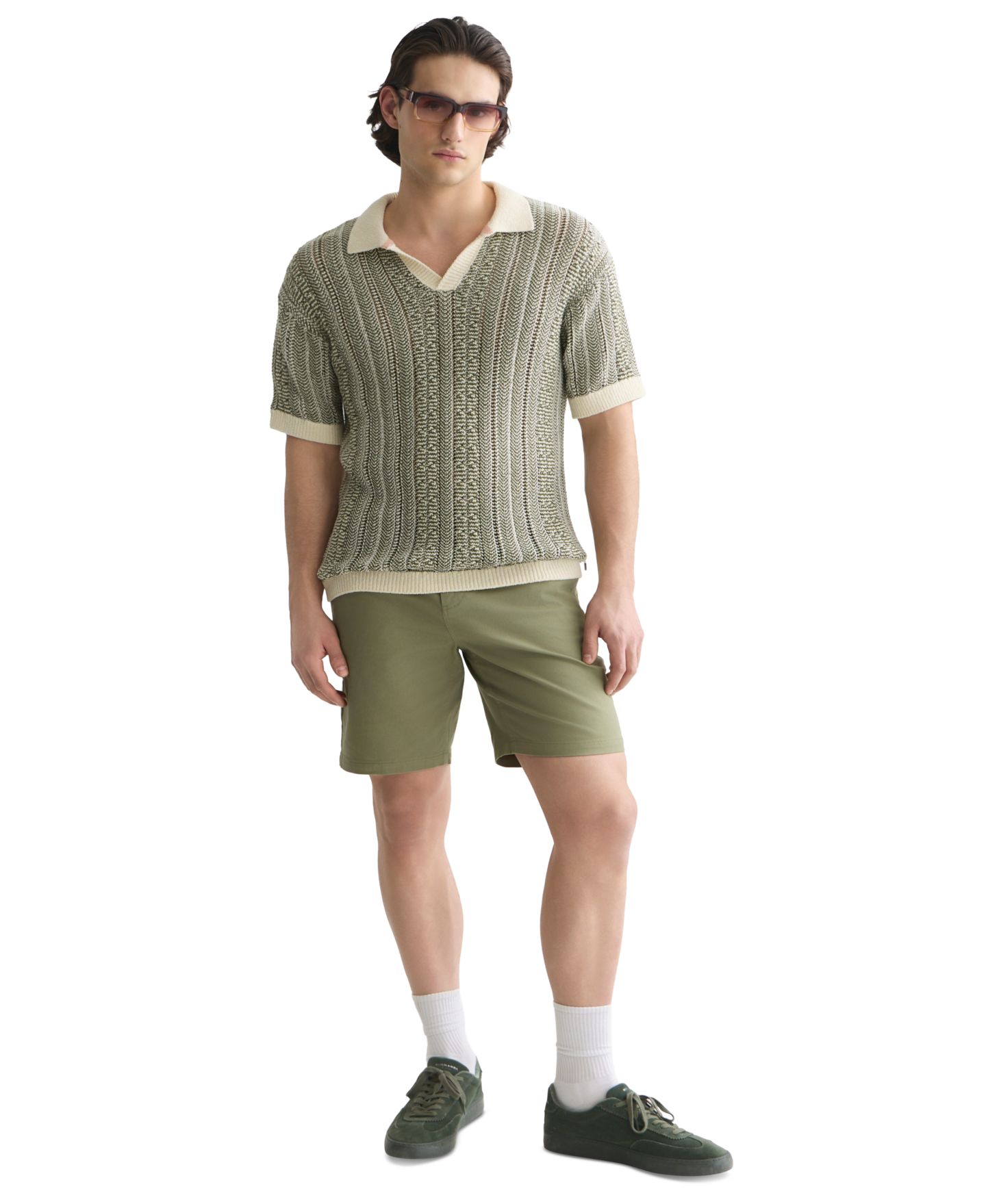 Мужская рубашка SCOTCH & SODA Knitted Polo Short-Sleeve Shirt, цвет: Сливочный меланжевый — фото 2