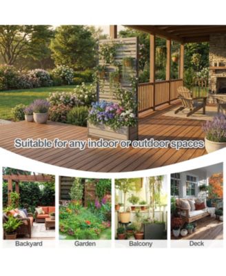 Patio Privacy Screen with Planter Box for Climbing Plants, Freestanding or Wall Mounted Flower Bed with Privacy Panels
