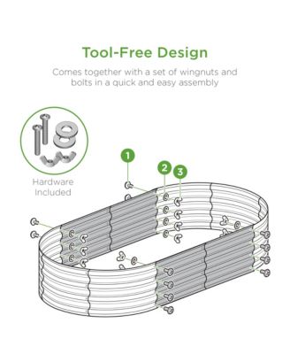 4x2x1ft Outdoor Raised Metal Oval Garden Bed, Planter Box for Vegetables, Flowers