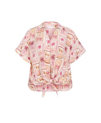 Women's Plus Size Postcard Soiree Print Shirt