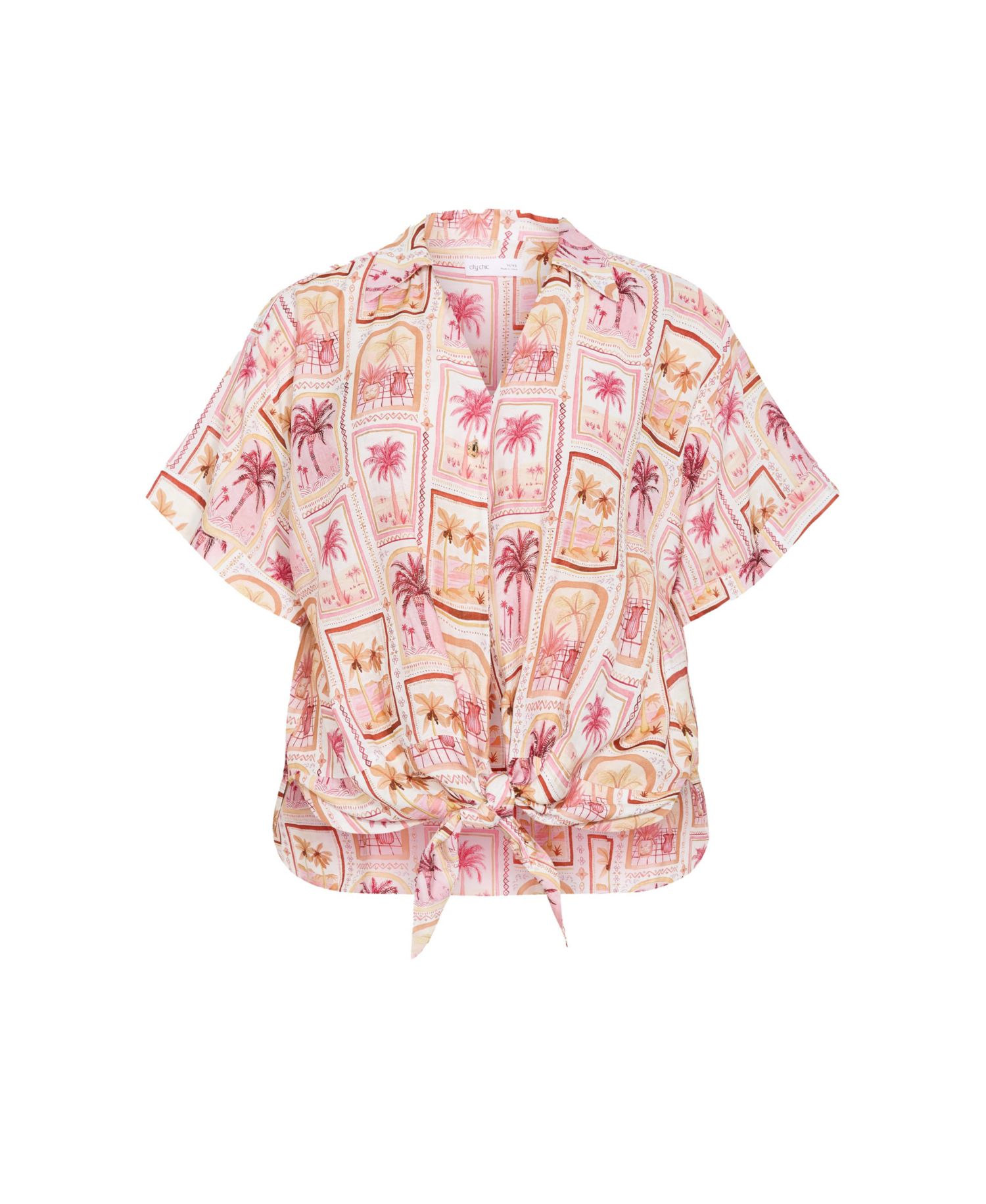 Women's Plus Size Postcard Soiree Print Shirt
