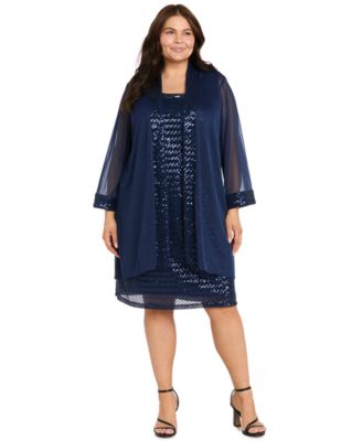 Plus Size Mix Media Sequin Detail Jacket Dress