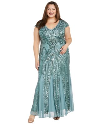Plus Size V-Neck Beaded Dress