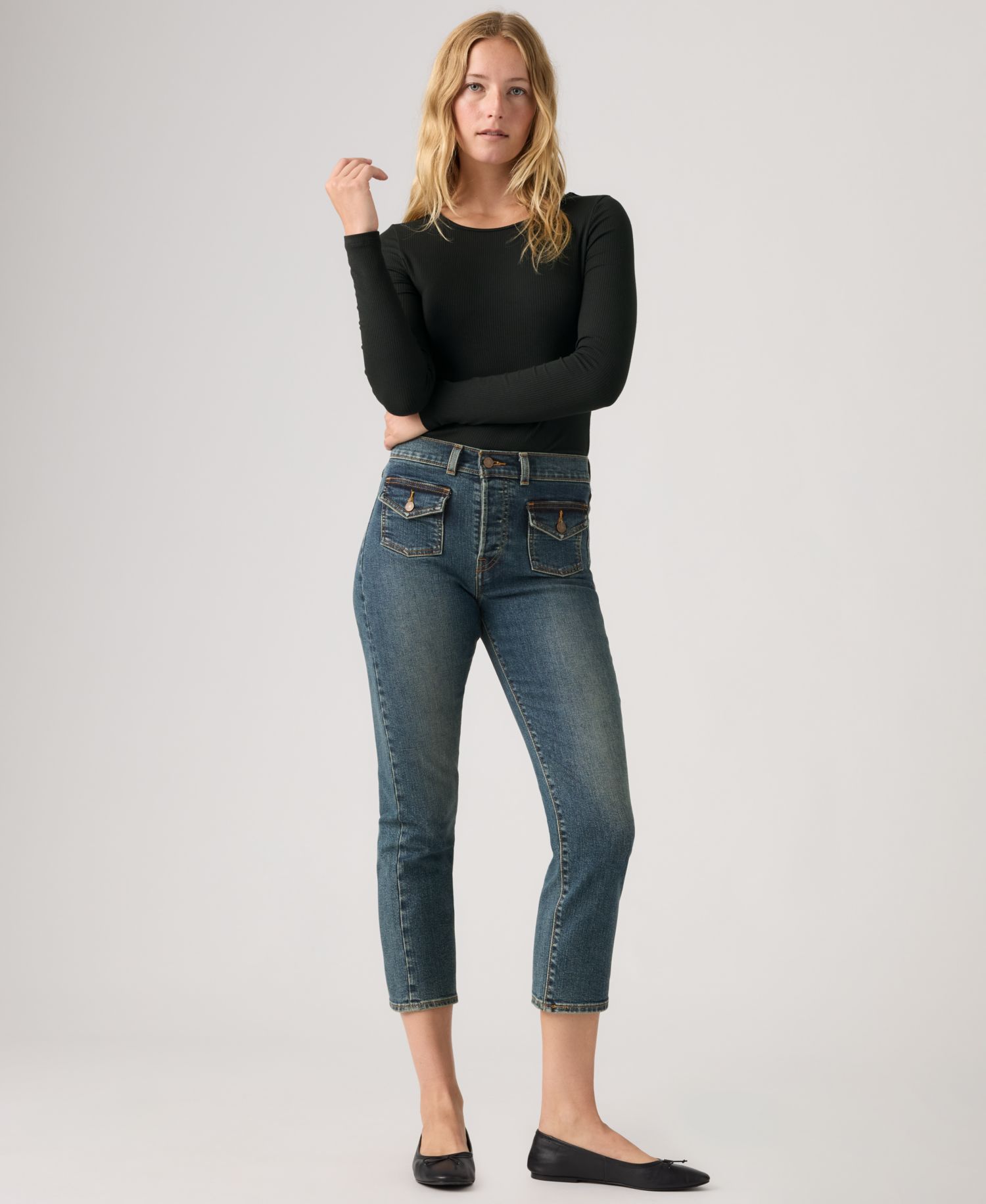 Women's Wedgie Flap Pocket High-Rise Cropped Jeans