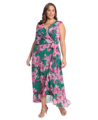 Plus Size Ruffled Chiffon Maxi Dress