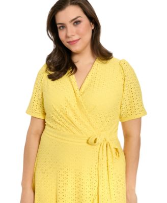Plus Size Eyelet Wrap Dress