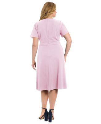 Plus Size Tie-Neck Fit & Flare Dress