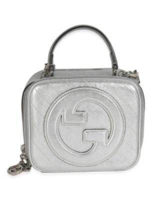 Silver Metallic Sakai Be Green Calfskin Diagonal Stitched Blondie Top Hand