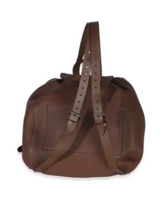 Brown Pebbled Leather Large Grand Prix Backpack