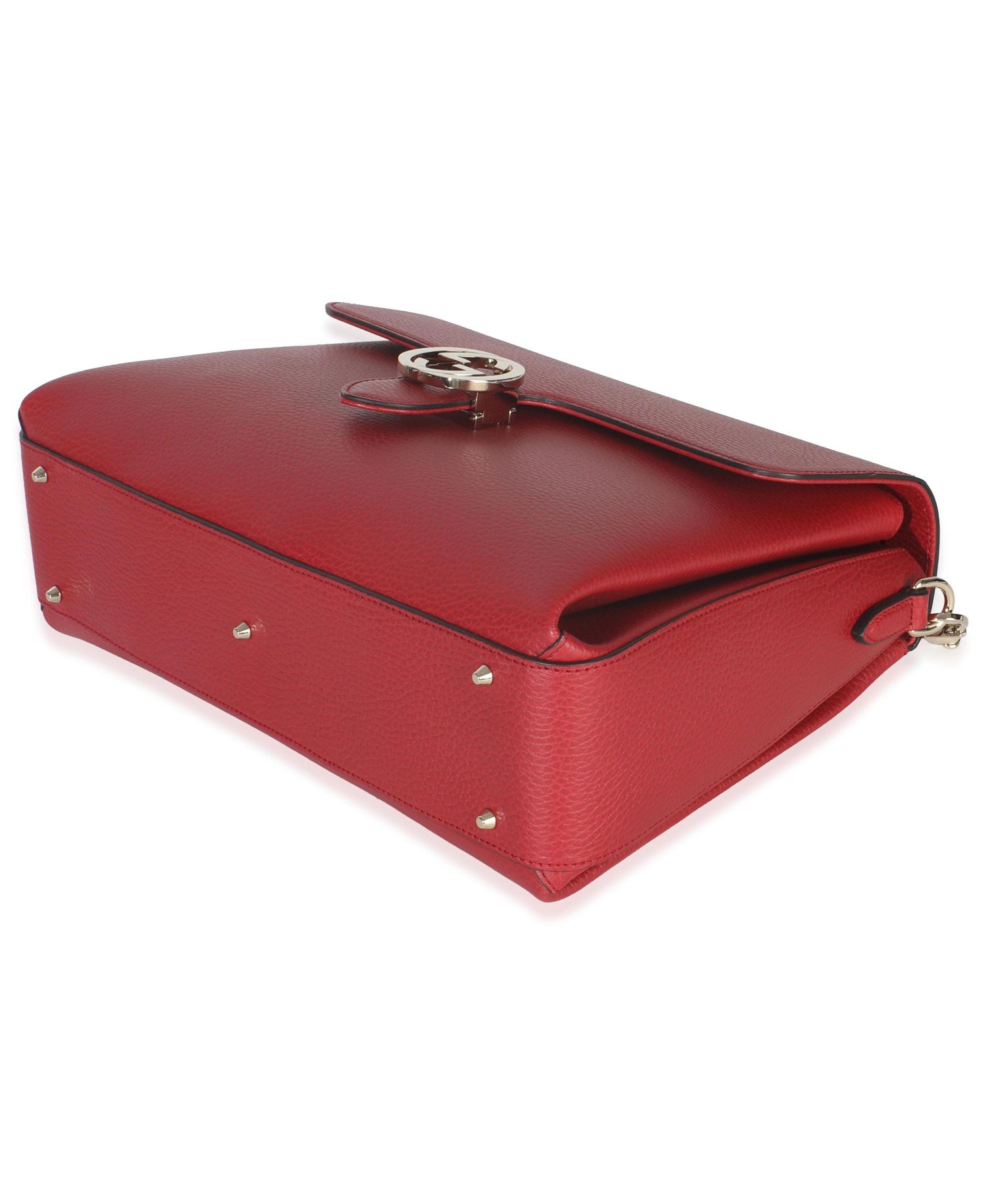 Red Dollar Calfskin Medium Interlocking G Top Handle Bag