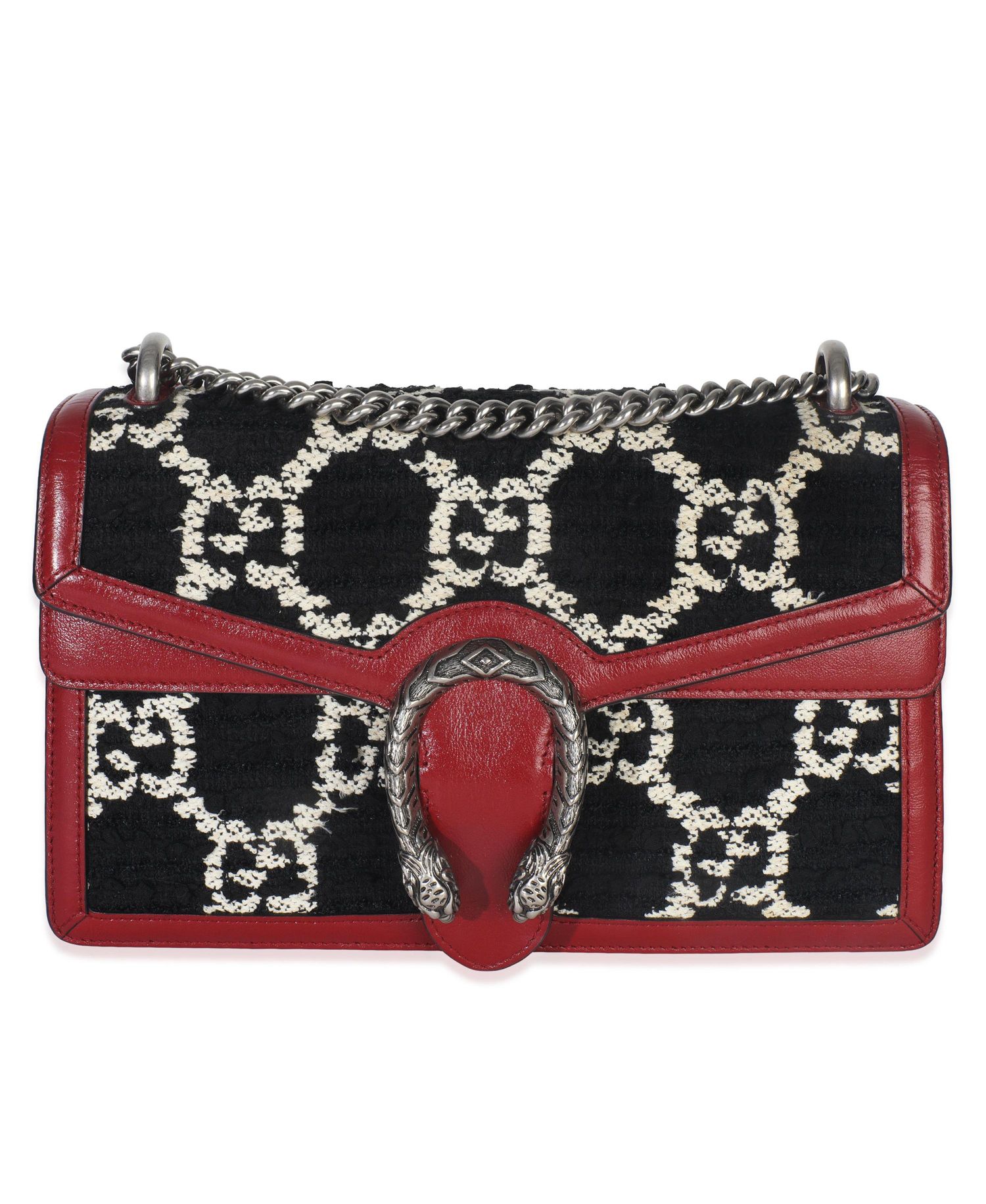 Black White Red Tweed GG Monogram Medium Dionysus Shoulder Bag