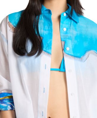 Women's Long-Sleeve Beach Shirt Dress