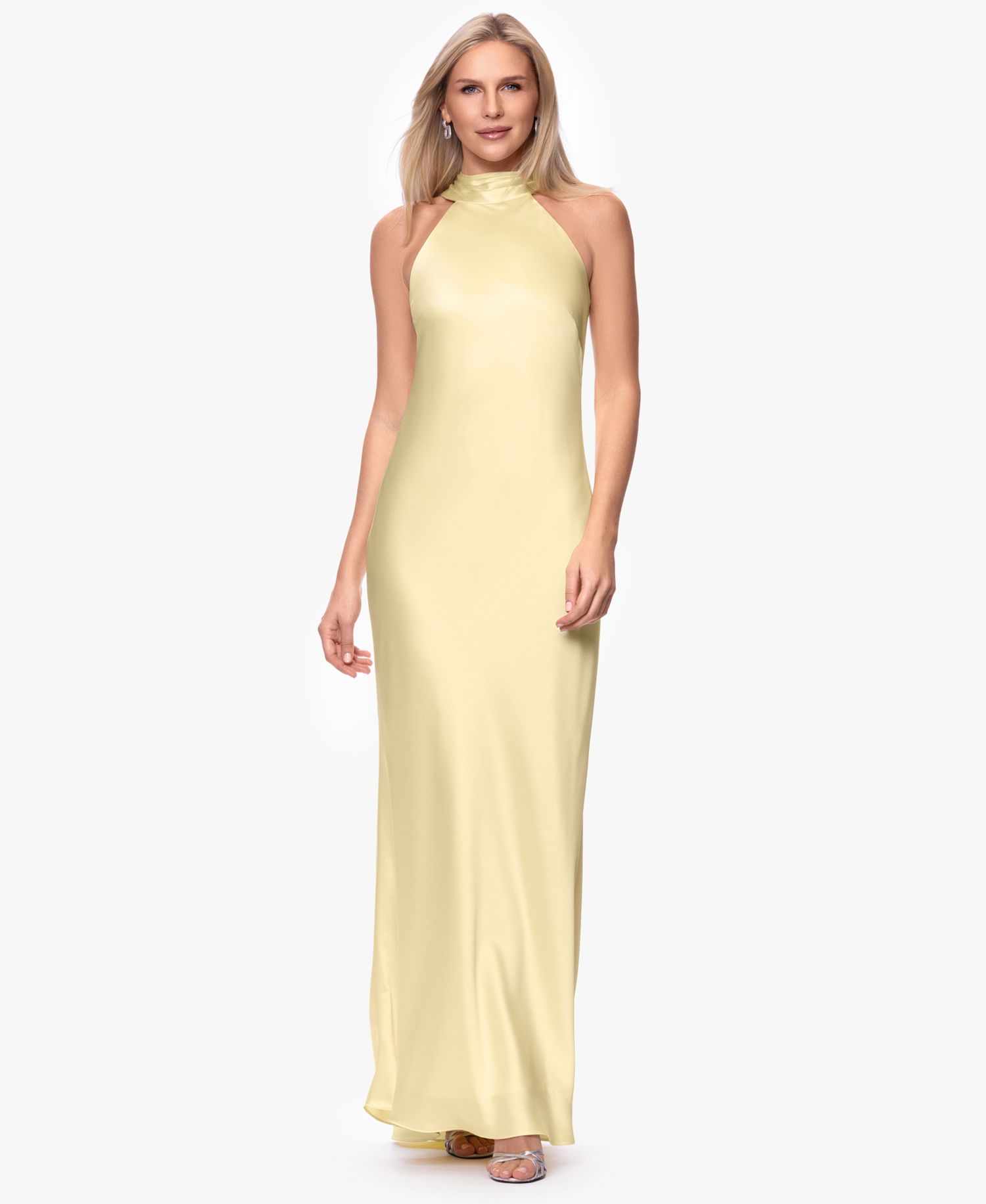 Petite Sleeveless Tie-Neck Long Gown