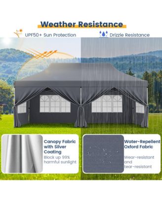 10 x 20 FT Canopy w/ 6 Detachable Sidewalls Carrying Bag UPF50+ Sun Protection
