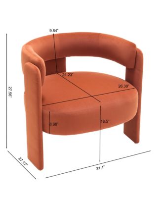 Velvet Accent Chair, Mid-Century Modern Armchair with Wooden Legs and Adjustable Foot Nails for Living Room, Home Office, Bedroom