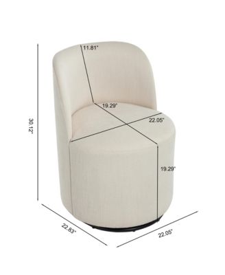 360degree(s) Swivel Barrel Chair, Linen Upholstered Accent Chair with Curved Backrest and Sturdy Metal Base for Living Room, Bedroom