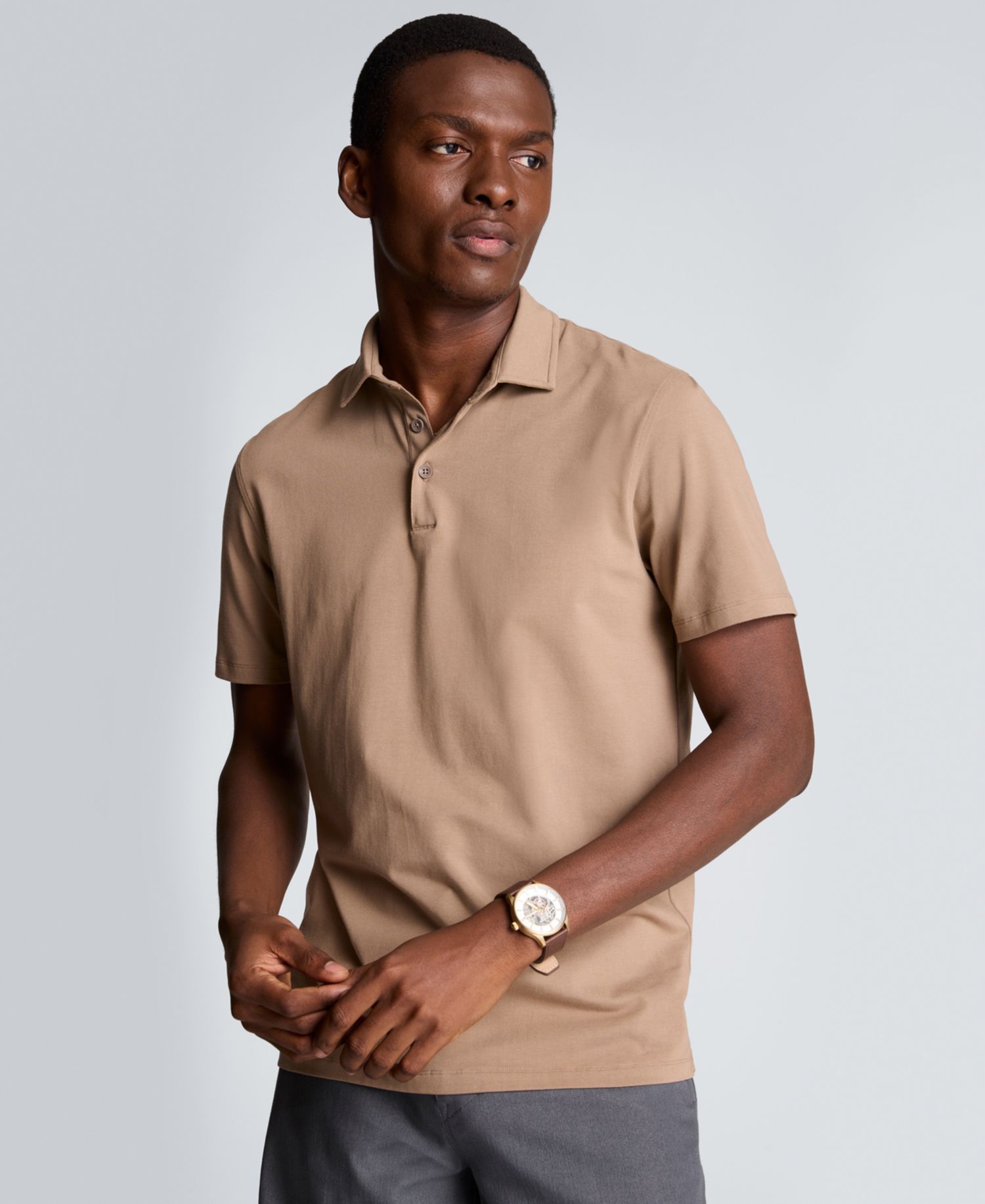Men's Short-Sleeve Collared Slim-Fit Polo Shirt