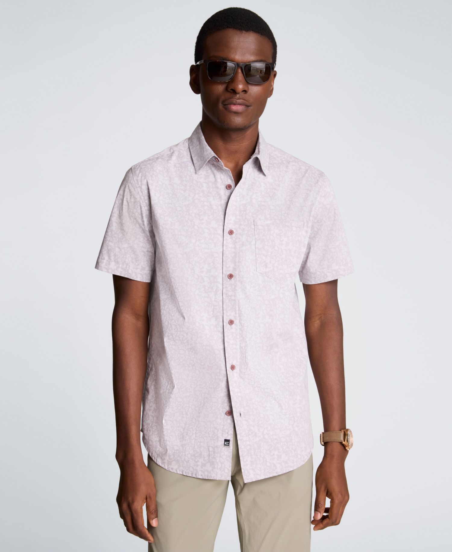 Men's Short-Sleeve Printed Slim-Fit Shirt