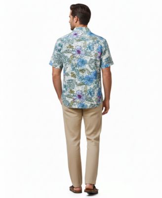 Men's Sand Linen Al Fresco Blooms Short-Sleeve Shirt