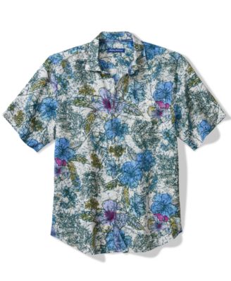 Men's Sand Linen Al Fresco Blooms Short-Sleeve Shirt