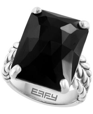Onyx Octagon Ring in Sterling Silver