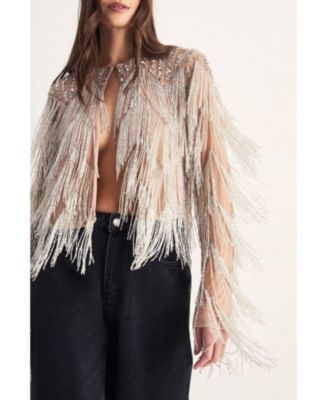 Women's Embellished Tassel Zig Zag Jacket