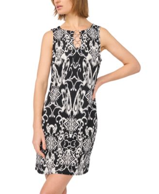 Women's Sleeveless Keyhole 3 Ring Printed Dress