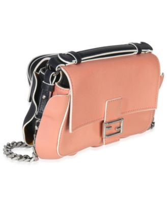 Black Pink Leather Wave Double Micro Baguette
