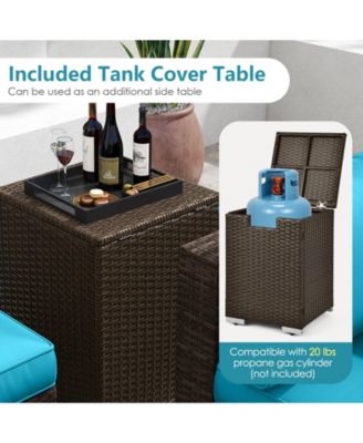 Set Of 7 Furniture Set w/32'' Fire Pit Table and Propane Tank Cover Outdoor