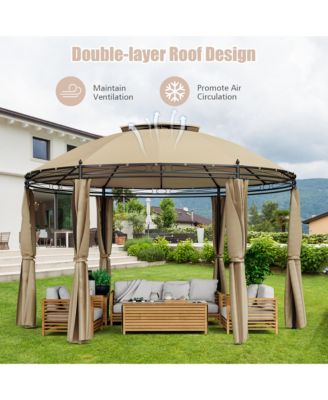 11.5' Outdoor Patio Round Dome Gazebo Canopy Shelter Double Roof Steel