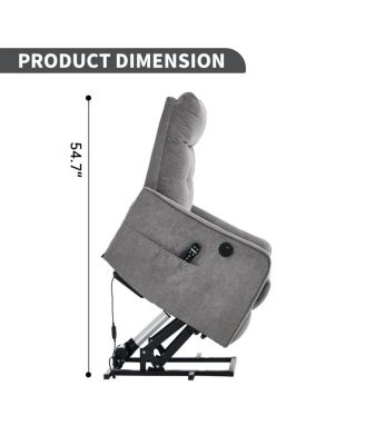 Chenille Power Lift Recliner Chair for Elderly with Massage, Heat & USB, Single Motor Electric Recliner for Seniors