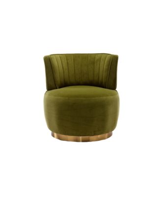 Velvet Swivel Barrel Chair - Modern Upholstered Accent Chair, Round Armchairs with Gold Base for Living Room, Bedroom