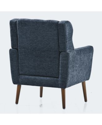 Chenille Accent Chair, Modern Upholstered Armchair with Waist Pillow and Tapered Wooden Legs for Living Room, Small Space
