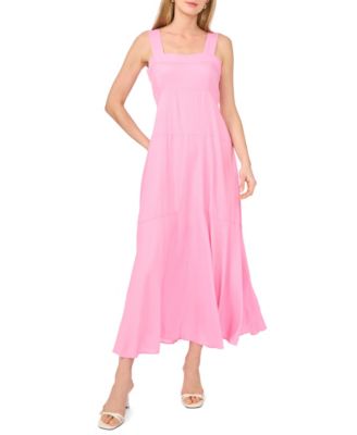 Women's Challis Square-Neck Smocked-Back Sleeveless Maxi Dress