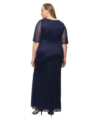 Plus Size V-Neck Beaded Knot-Front Ball Gown