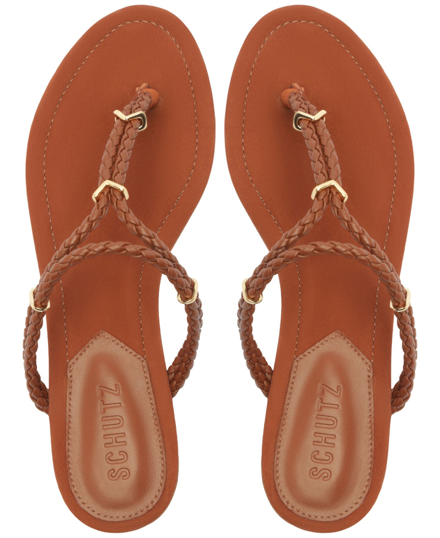 Женские сандалии Schutz Cordelia Slip-On Flat, цвет: Коньячный — фото 9