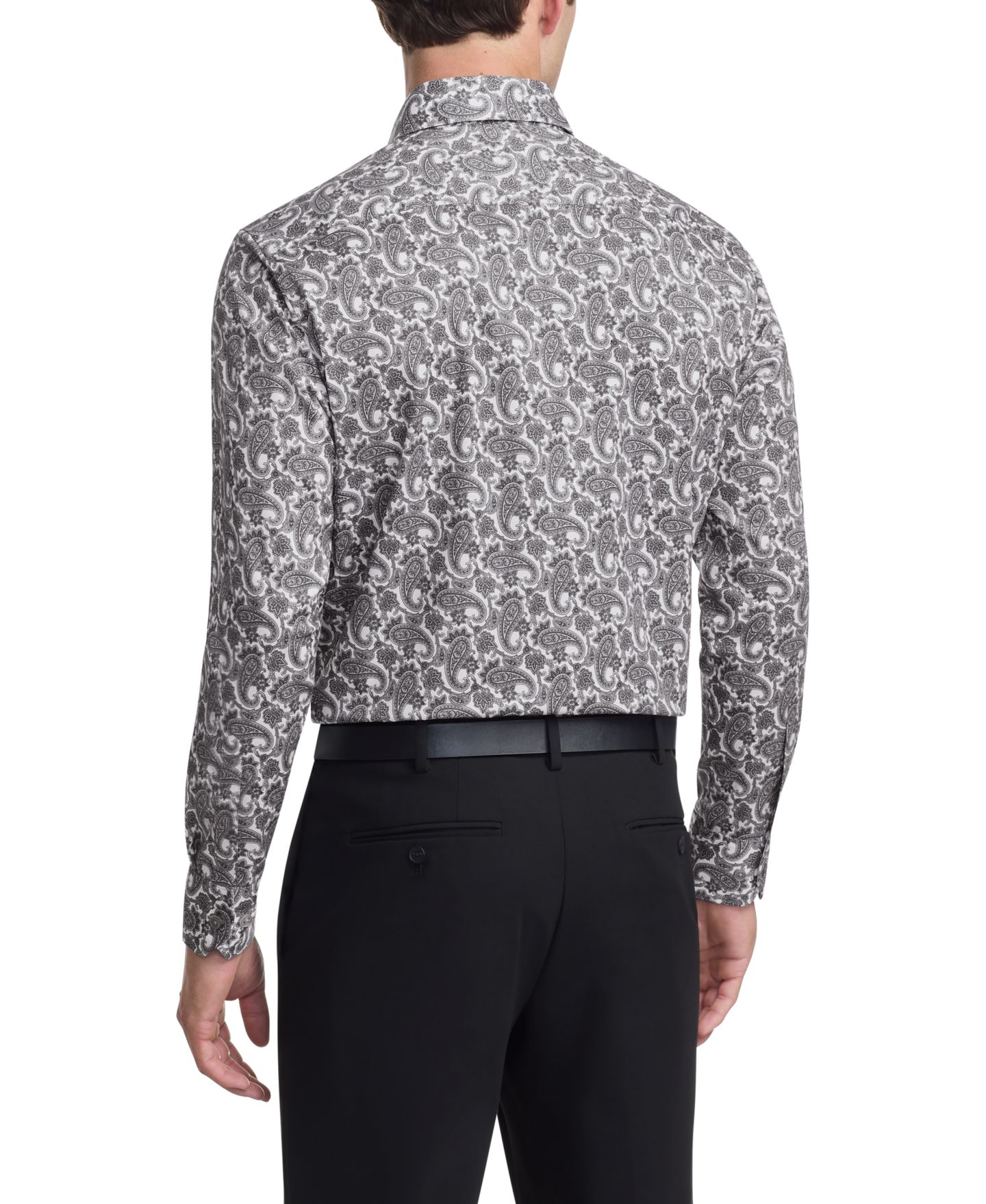 Мужская рубашка Ted Baker Patterned Slim Fit Dress Shirt, цвет: Тёмный серый пастельный — фото 2