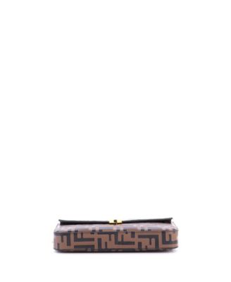 F is Fendi Envelope Clutch on Chain Zucca Embossed Leather